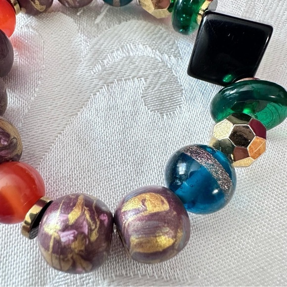 Collage bracelet handmade Colorful Hand Painted Beads glass charms 6.5-7.5 - Picture 4 of 8